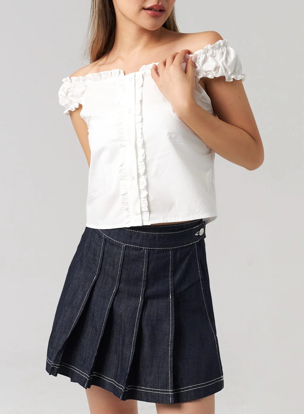 Wrapped Pleated Mini Skirt CL306 - Image 11
