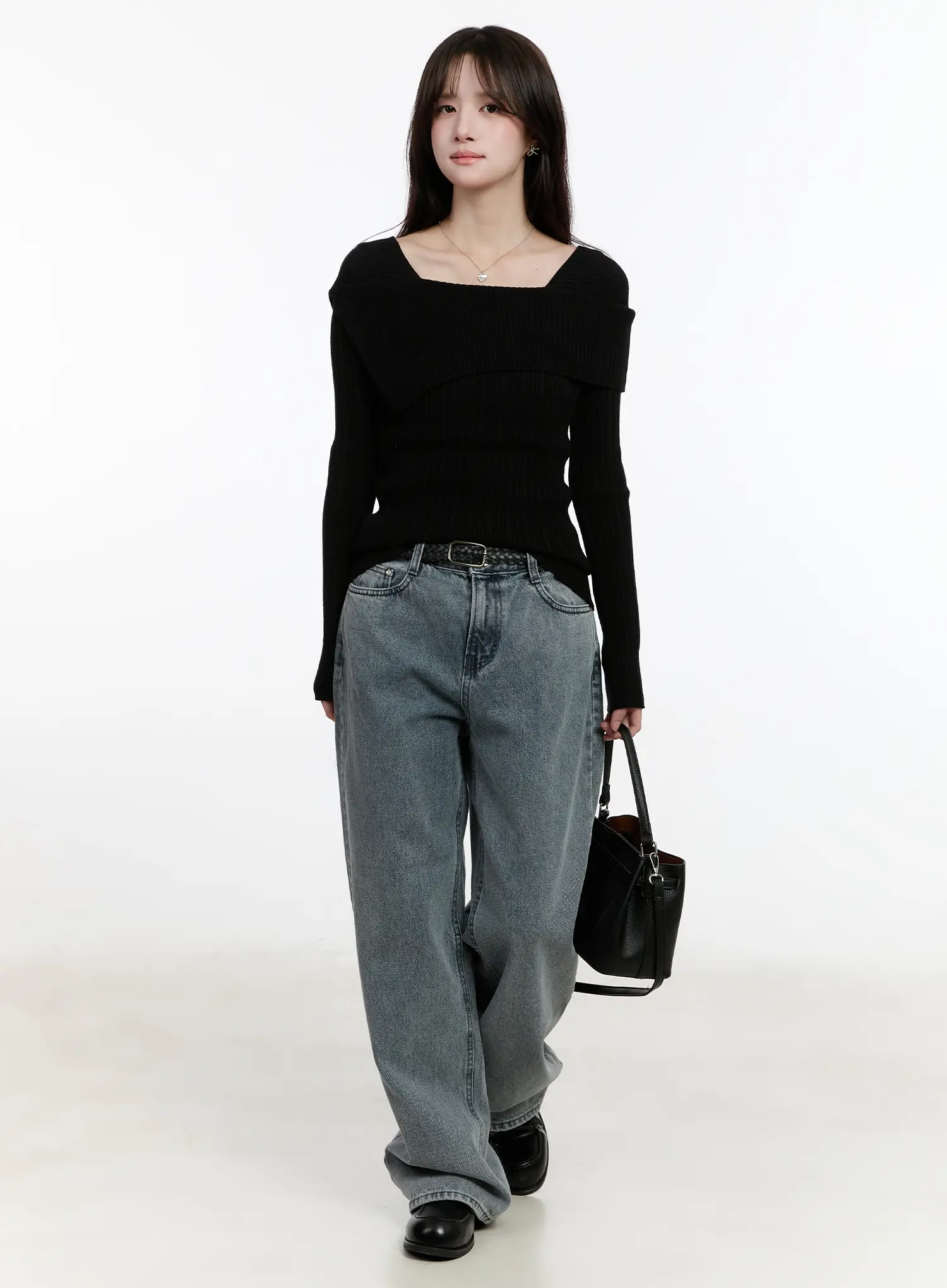 Ysabelle Gray Washed Wide Leg Jeans CM510 - Image 2