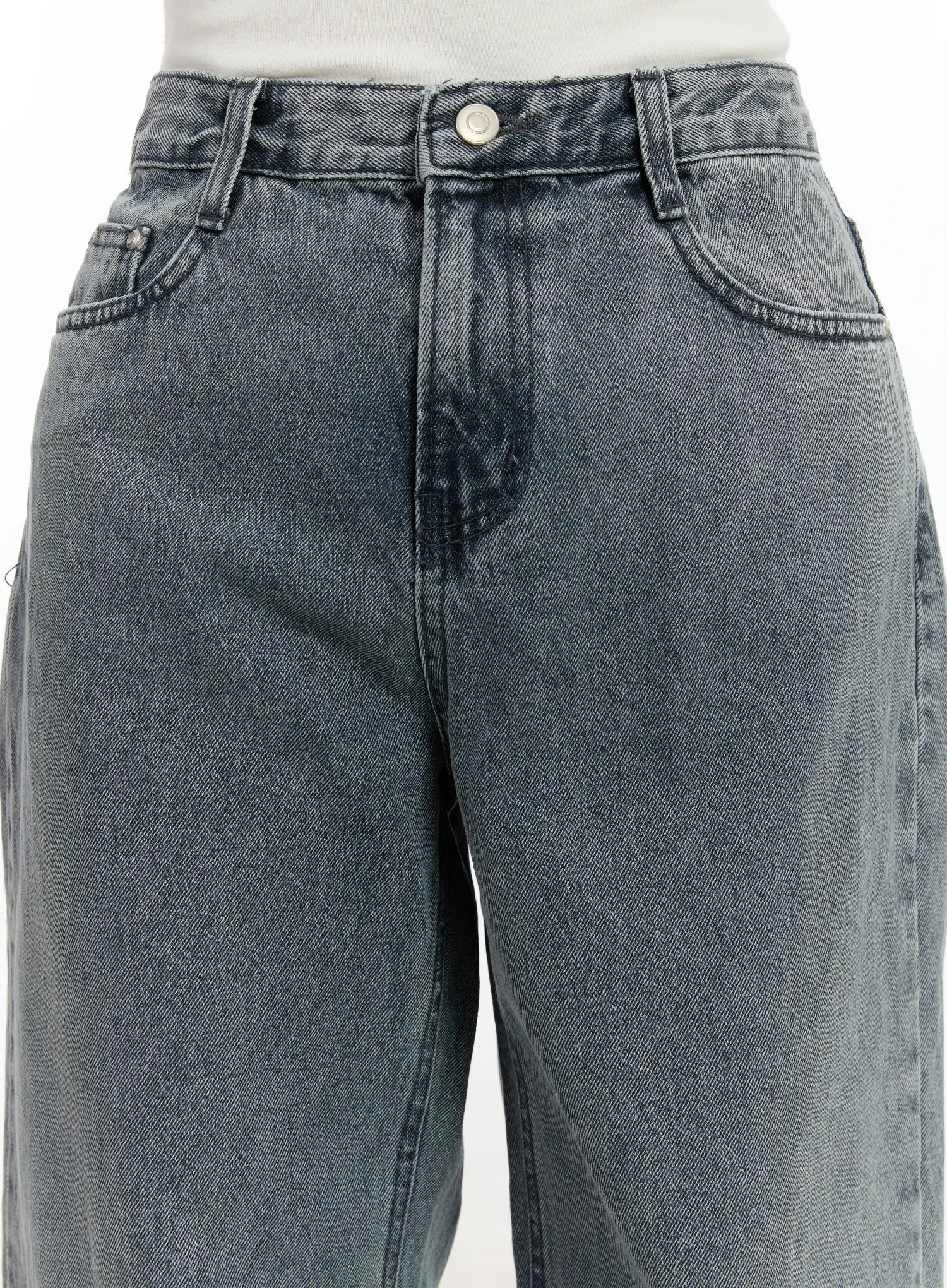 Ysabelle Gray Washed Wide Leg Jeans CM510 - Image 3
