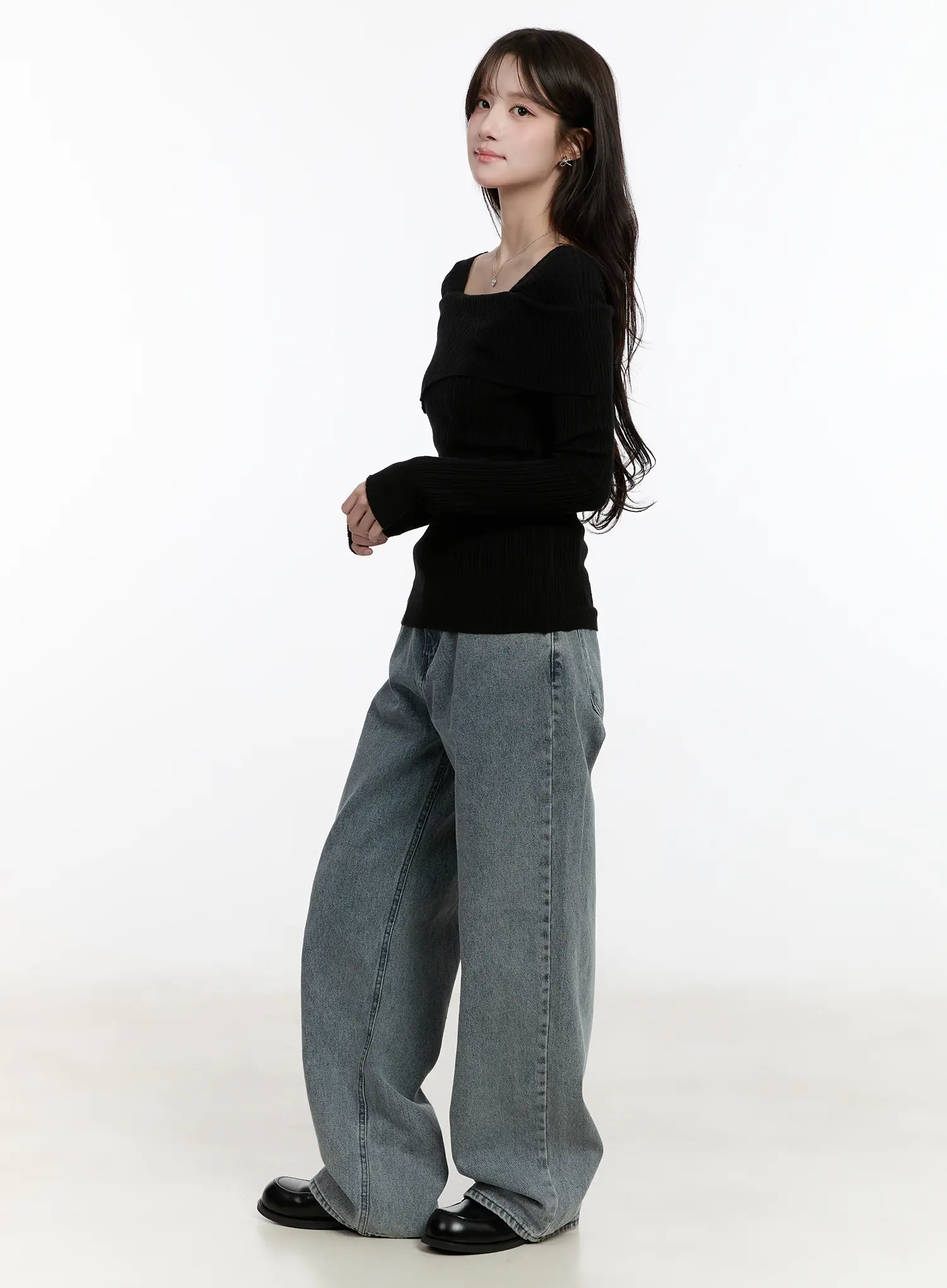 Ysabelle Gray Washed Wide Leg Jeans CM510 - Image 5