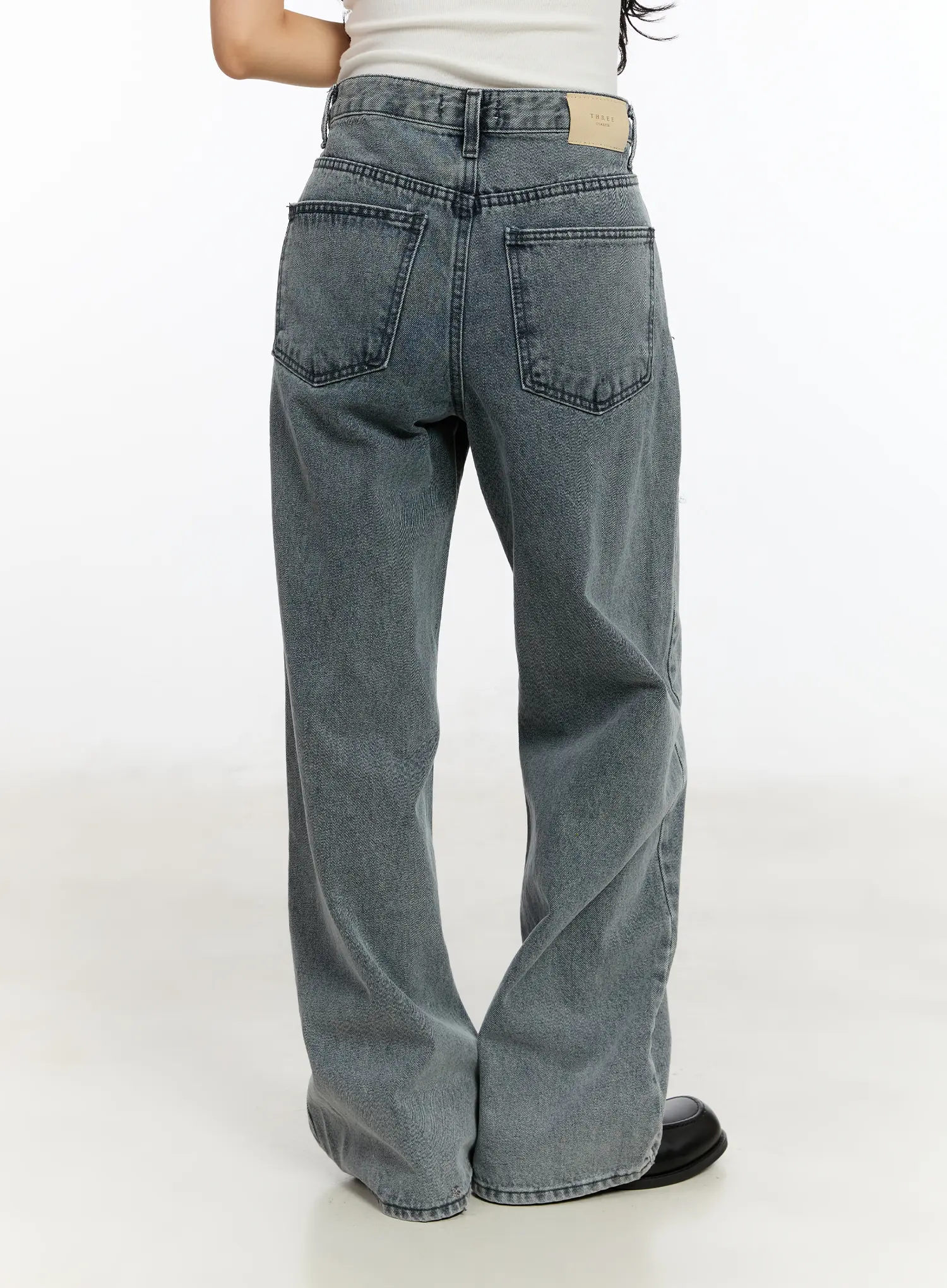 Ysabelle Gray Washed Wide Leg Jeans CM510 - Image 6