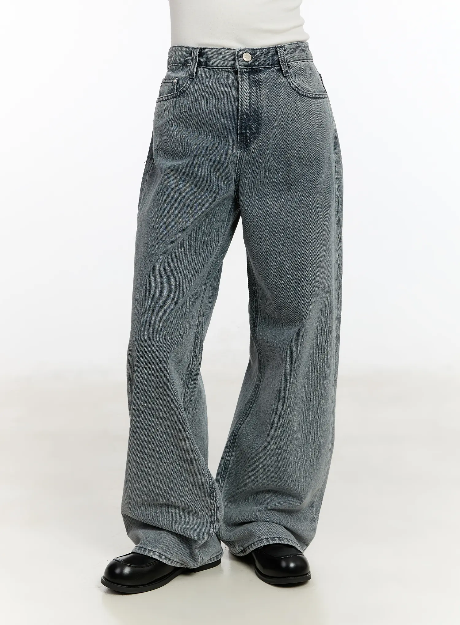 Ysabelle Gray Washed Wide Leg Jeans CM510 - Image 8