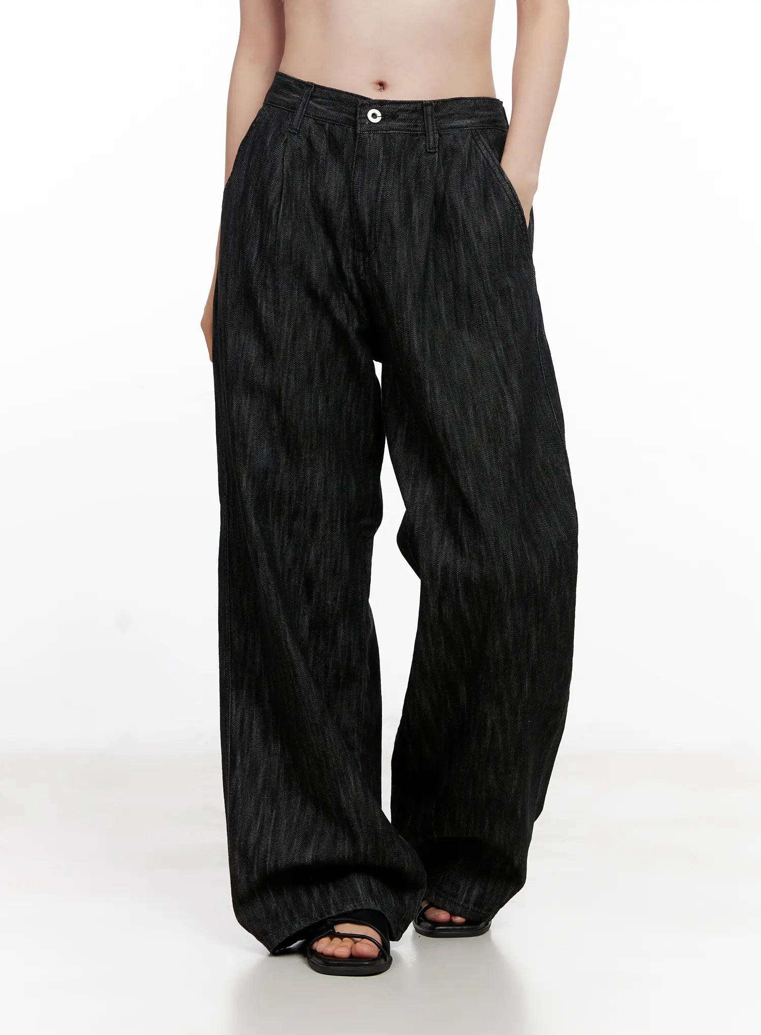 Yuha Wide-Leg Pintuck Denim Jeans CL523 - Image 11