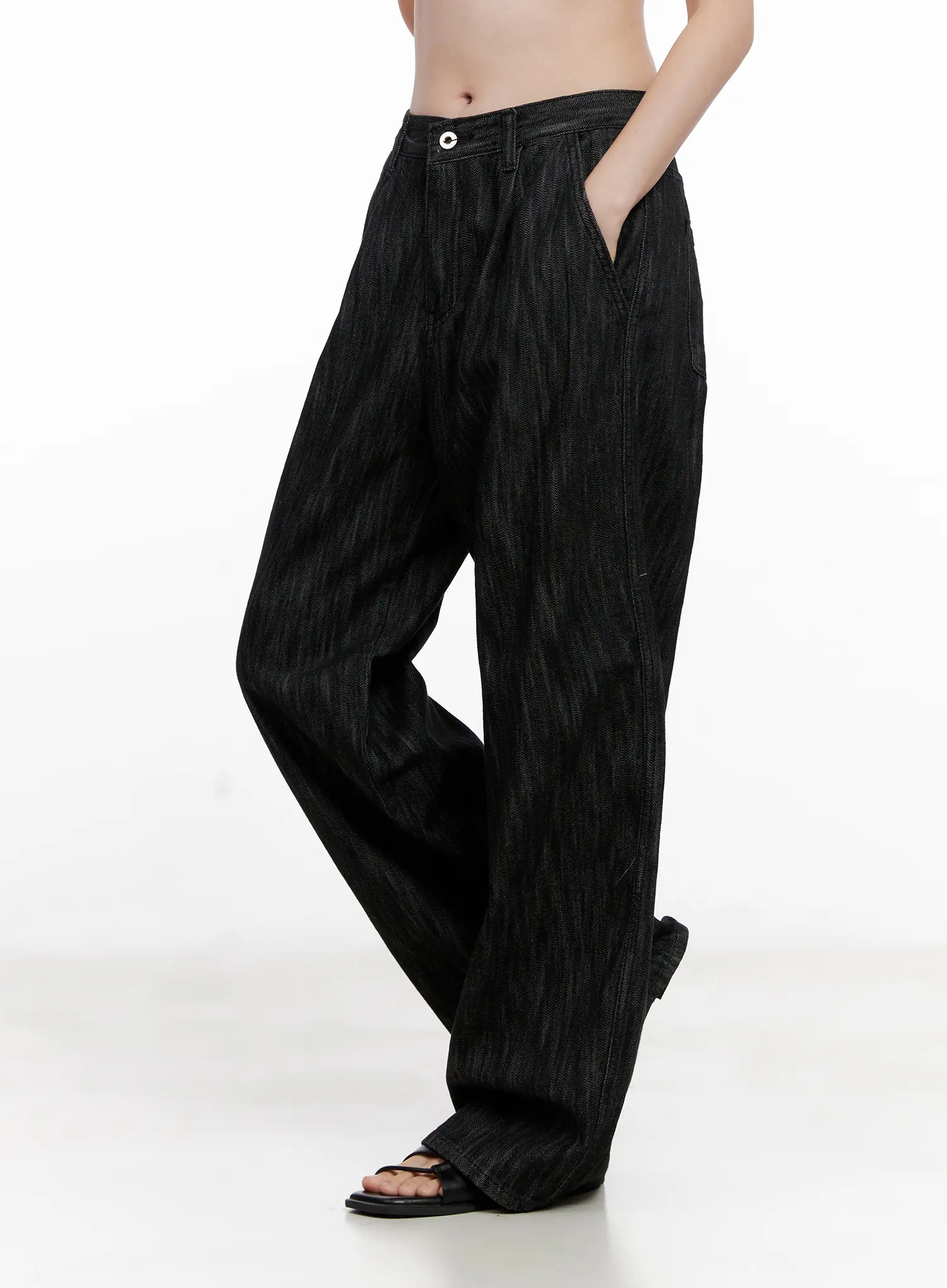 Yuha Wide-Leg Pintuck Denim Jeans CL523 - Image 5
