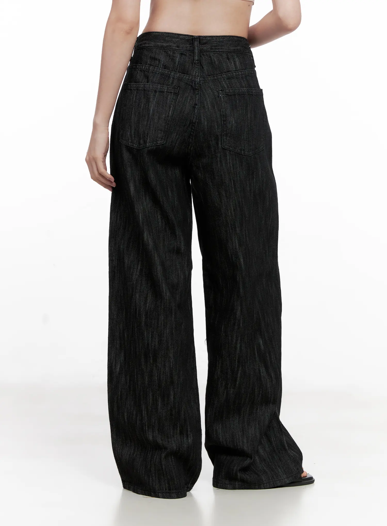 Yuha Wide-Leg Pintuck Denim Jeans CL523 - Image 8