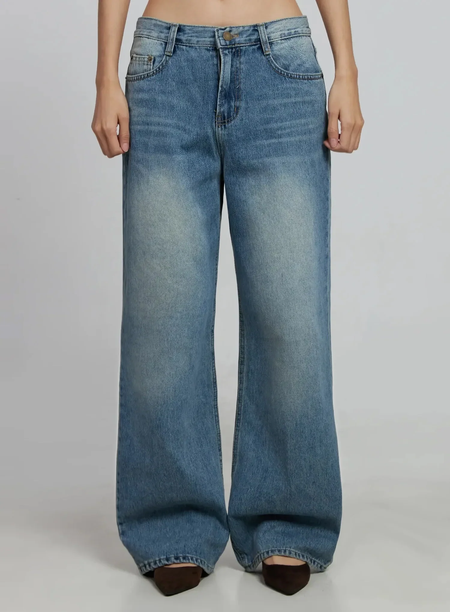 Zahra Vintage Washed Wide Jeans IM520