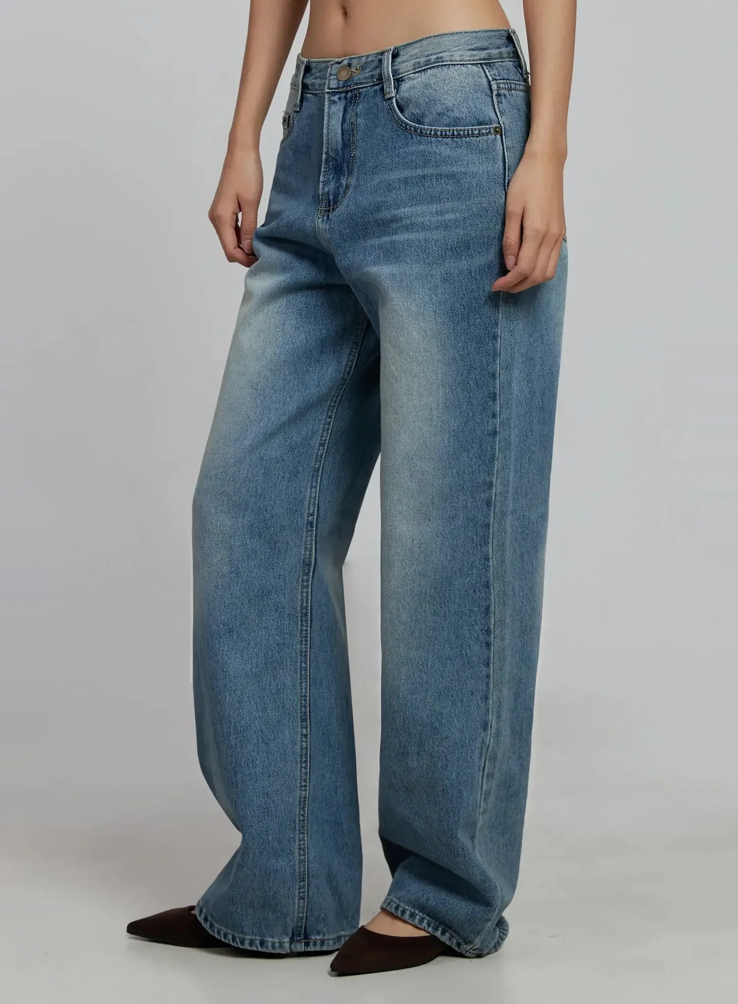 Zahra Vintage Washed Wide Jeans IM520 - Image 10