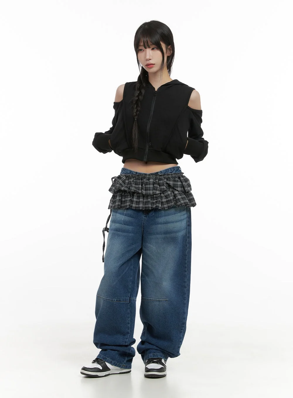Zip-up Cut Out Crop Hoodie CS419 - Image 2