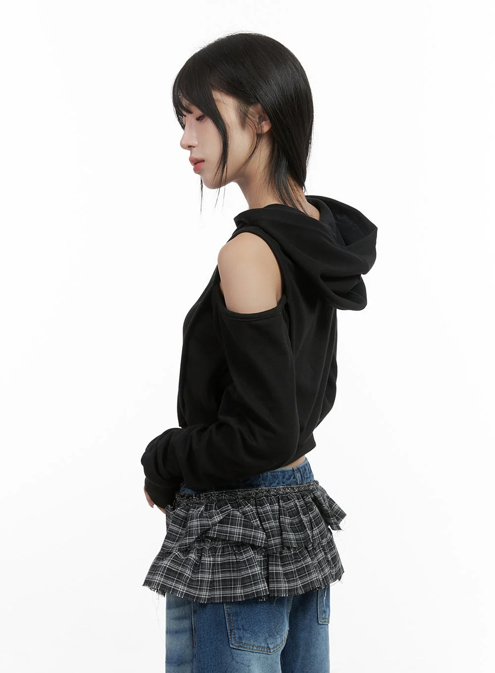 Zip-up Cut Out Crop Hoodie CS419 - Image 5