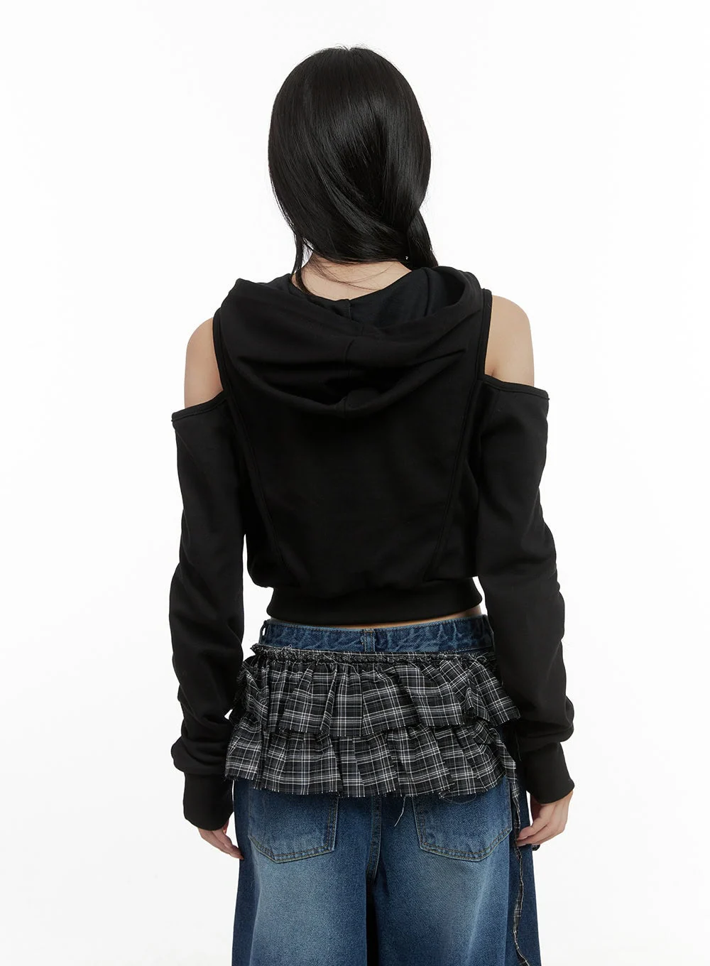 Zip-up Cut Out Crop Hoodie CS419 - Image 6