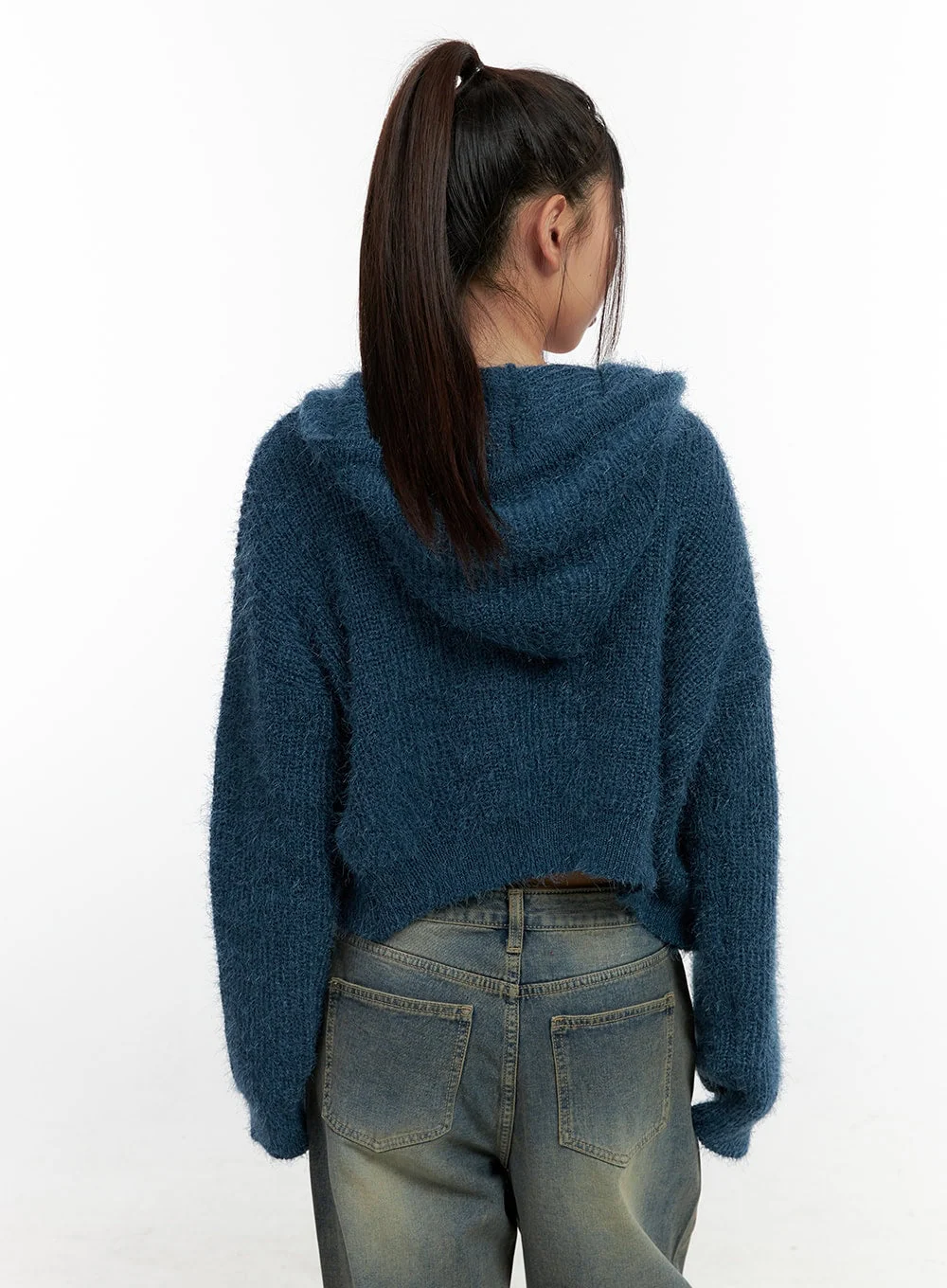 Zip-up Knit Hooded Cardigan CN401 - Image 5