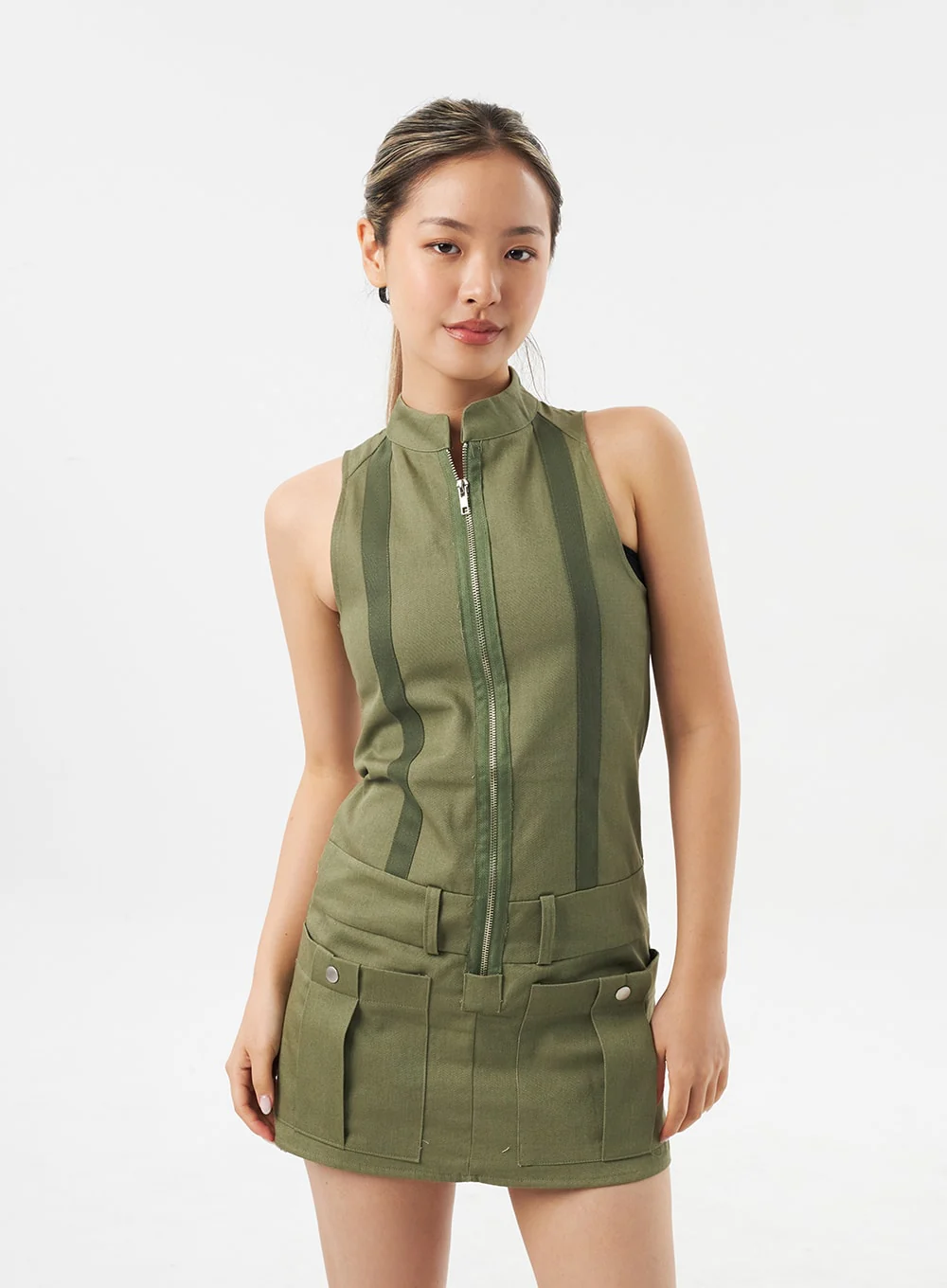 Zip-Up Mini Dress CU302 - Image 5