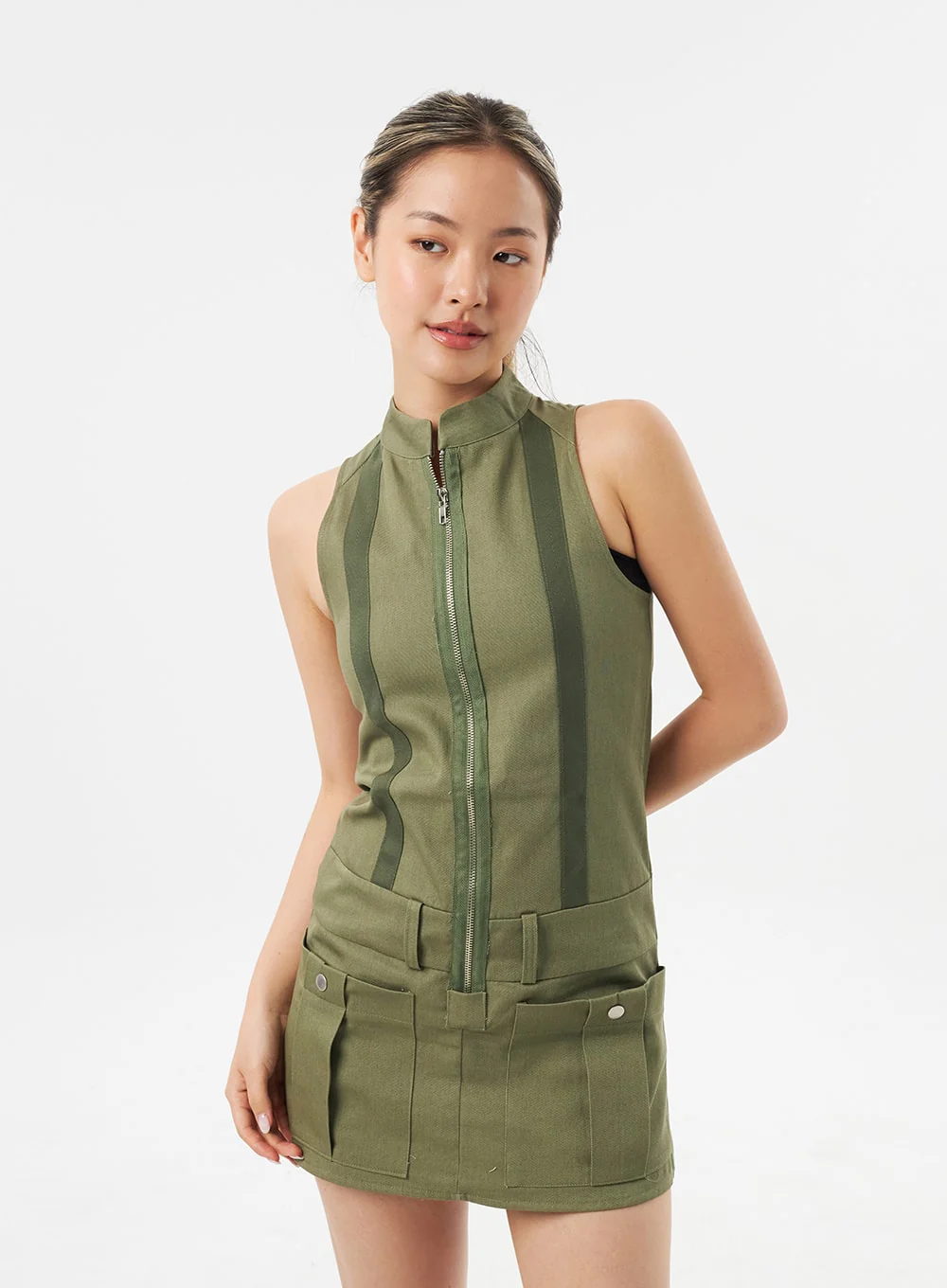 Zip-Up Mini Dress CU302 - Image 9