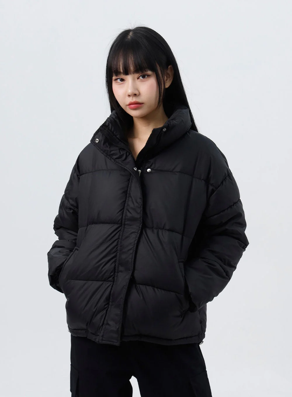 Zip-Up Stand Collar Puffer Jacket CO319
