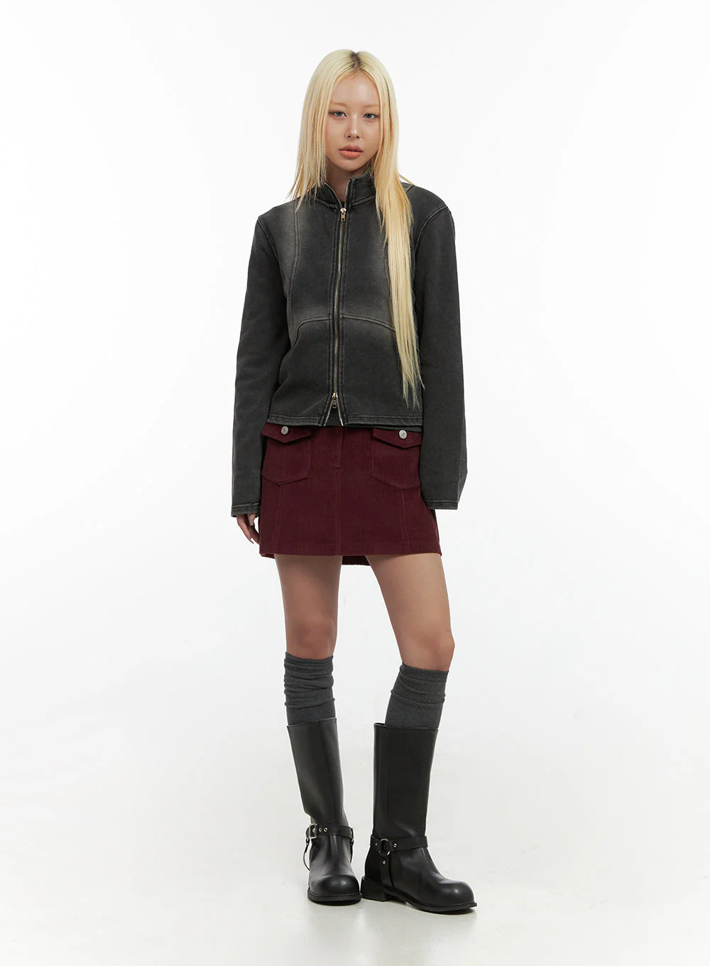 Zip Up Washed Pigment Two-Way Top CO415 - Image 2