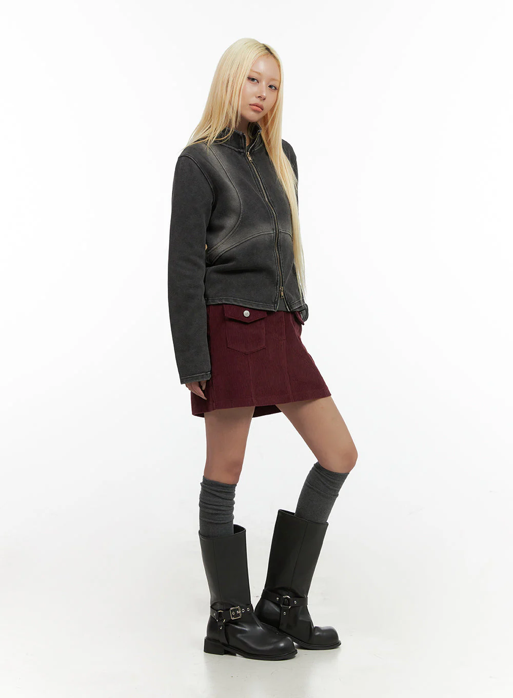 Zip Up Washed Pigment Two-Way Top CO415 - Image 3