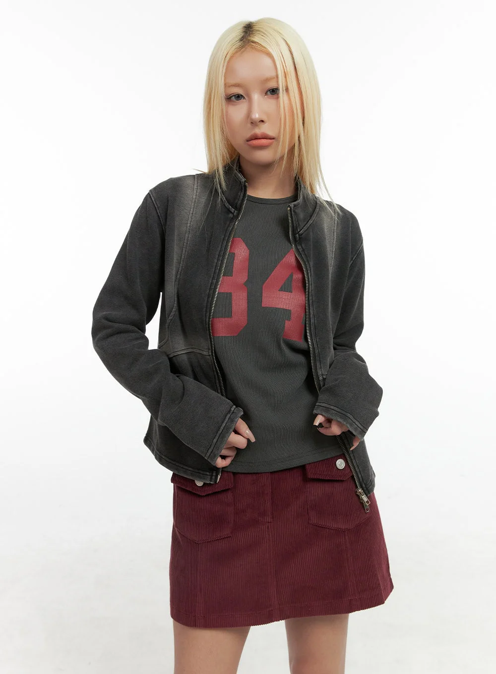 Zip Up Washed Pigment Two-Way Top CO415 - Image 5
