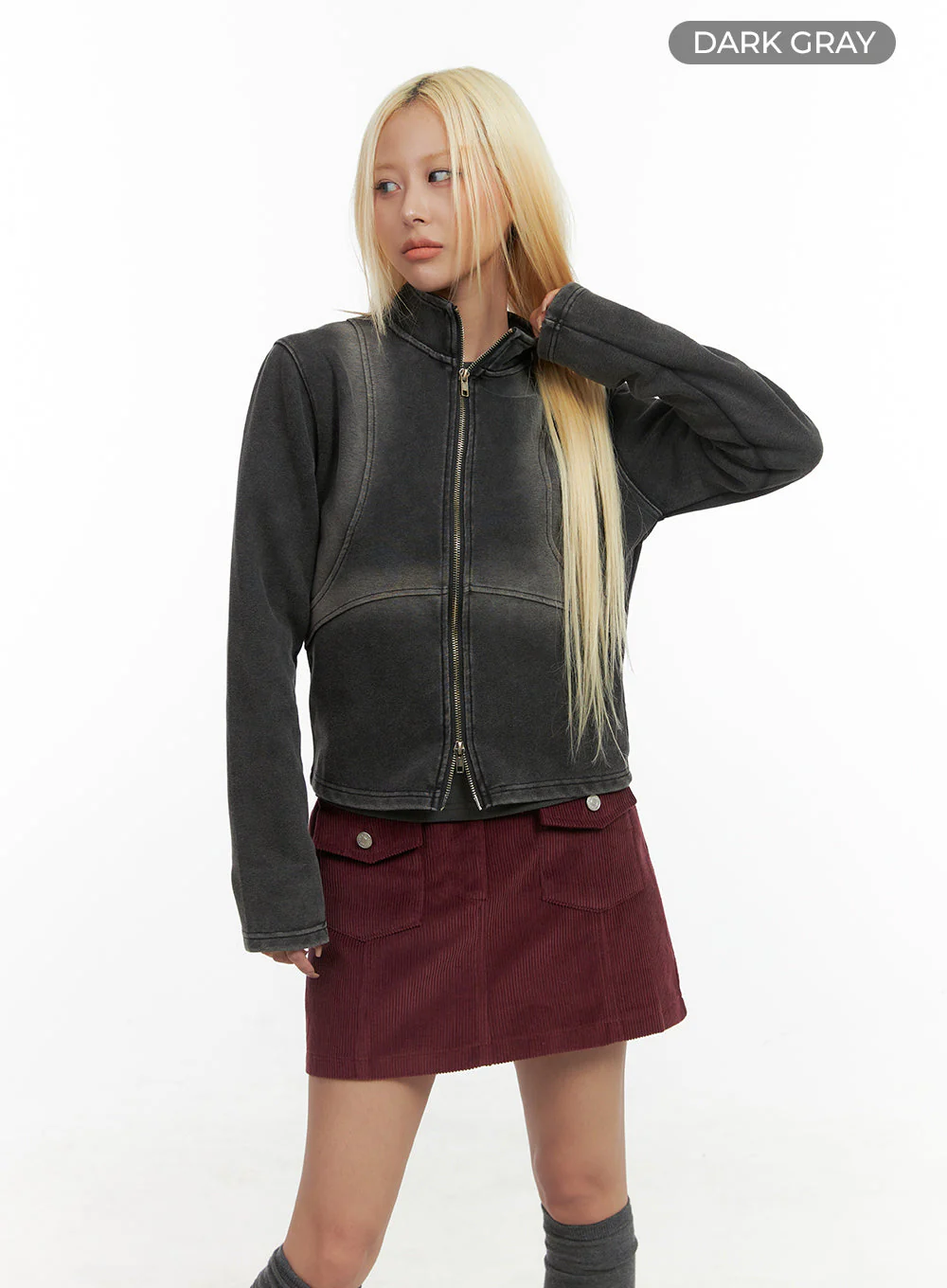 Zip Up Washed Pigment Two-Way Top CO415 - Image 8