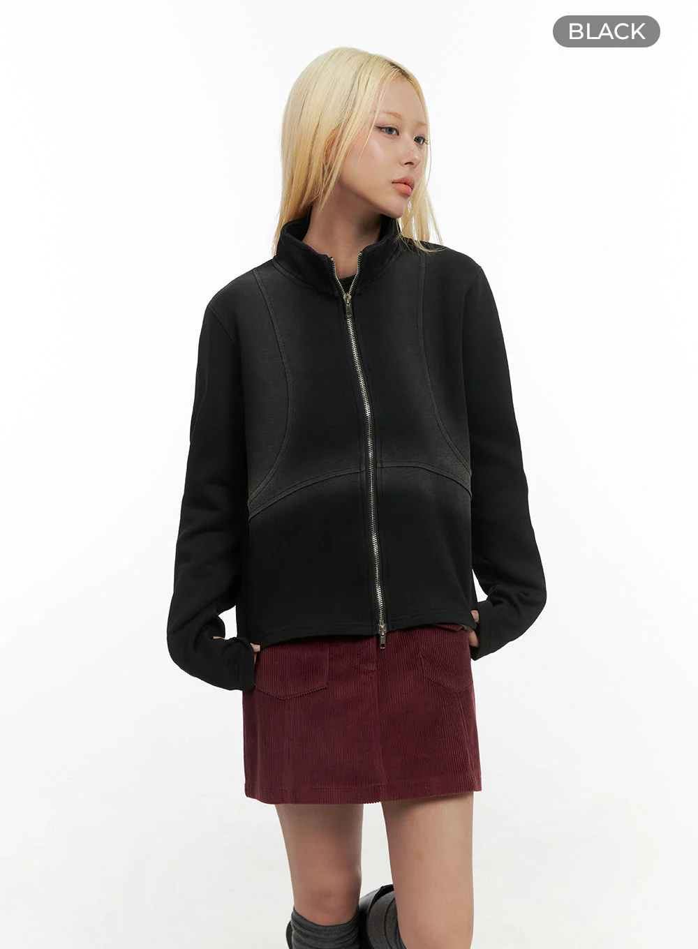 Zip Up Washed Pigment Two-Way Top CO415 - Image 9