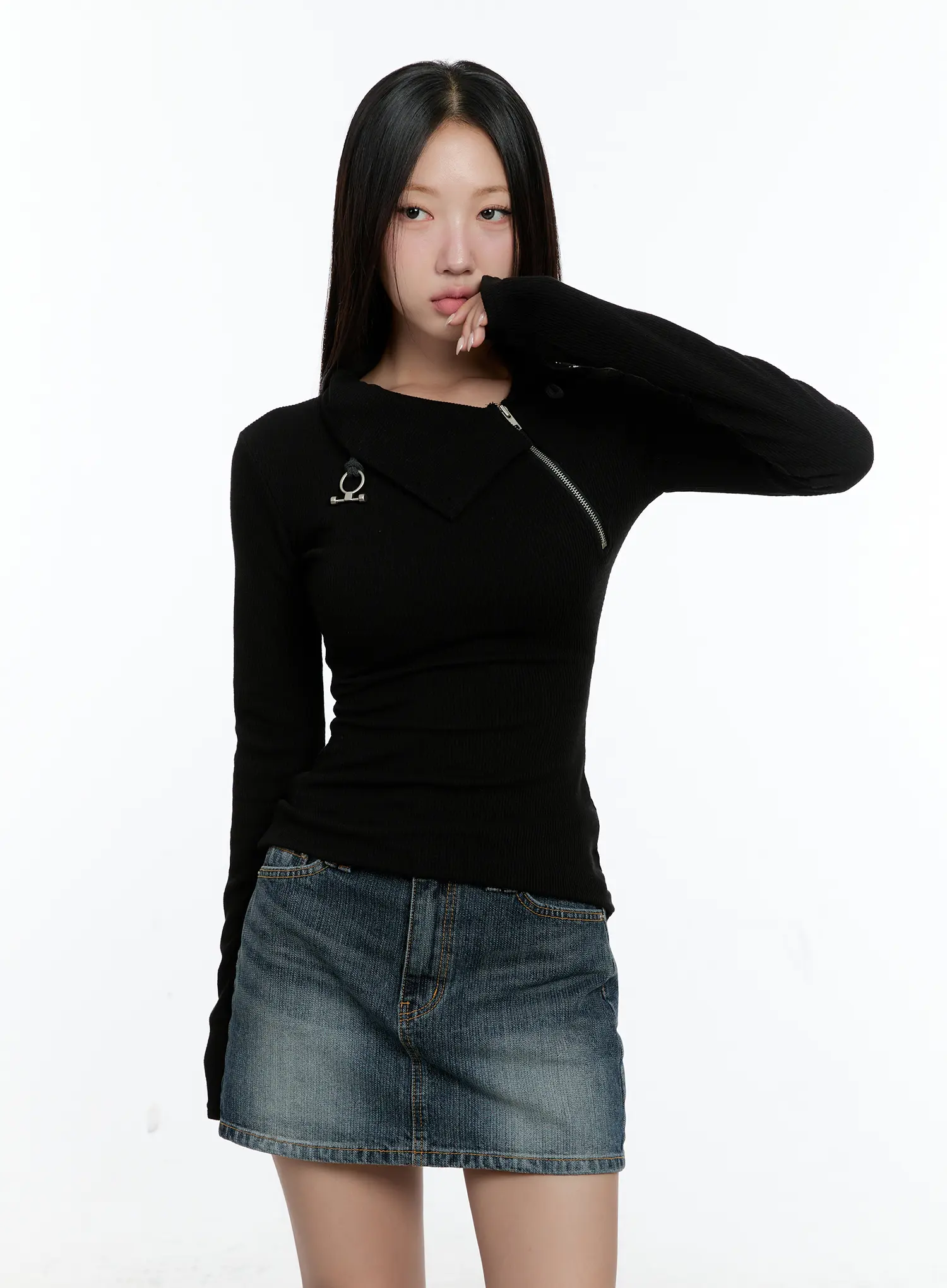 Zipper Detail Rib Knit Long Sleeve CS517 - Image 10