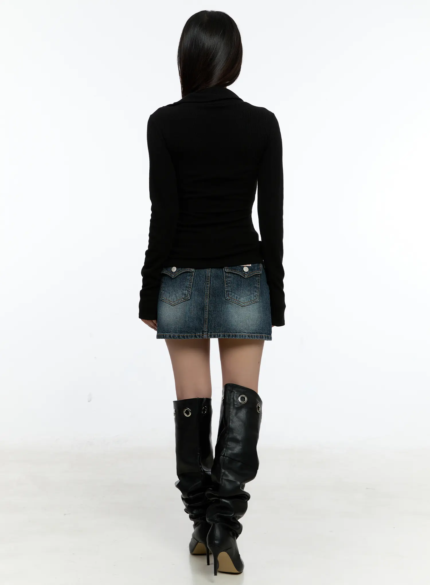 Zipper Detail Rib Knit Long Sleeve CS517 - Image 5