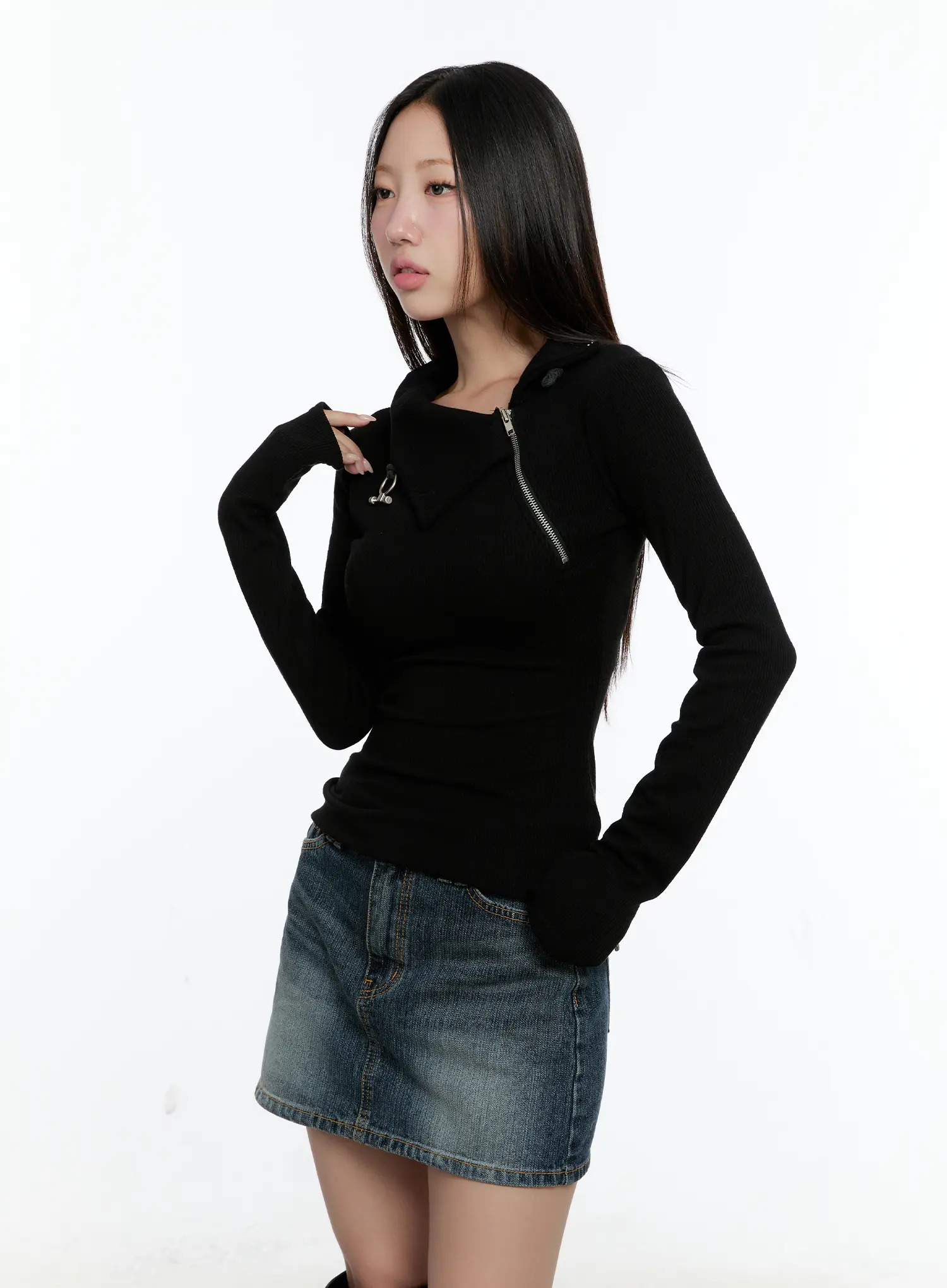 Zipper Detail Rib Knit Long Sleeve CS517 - Image 6