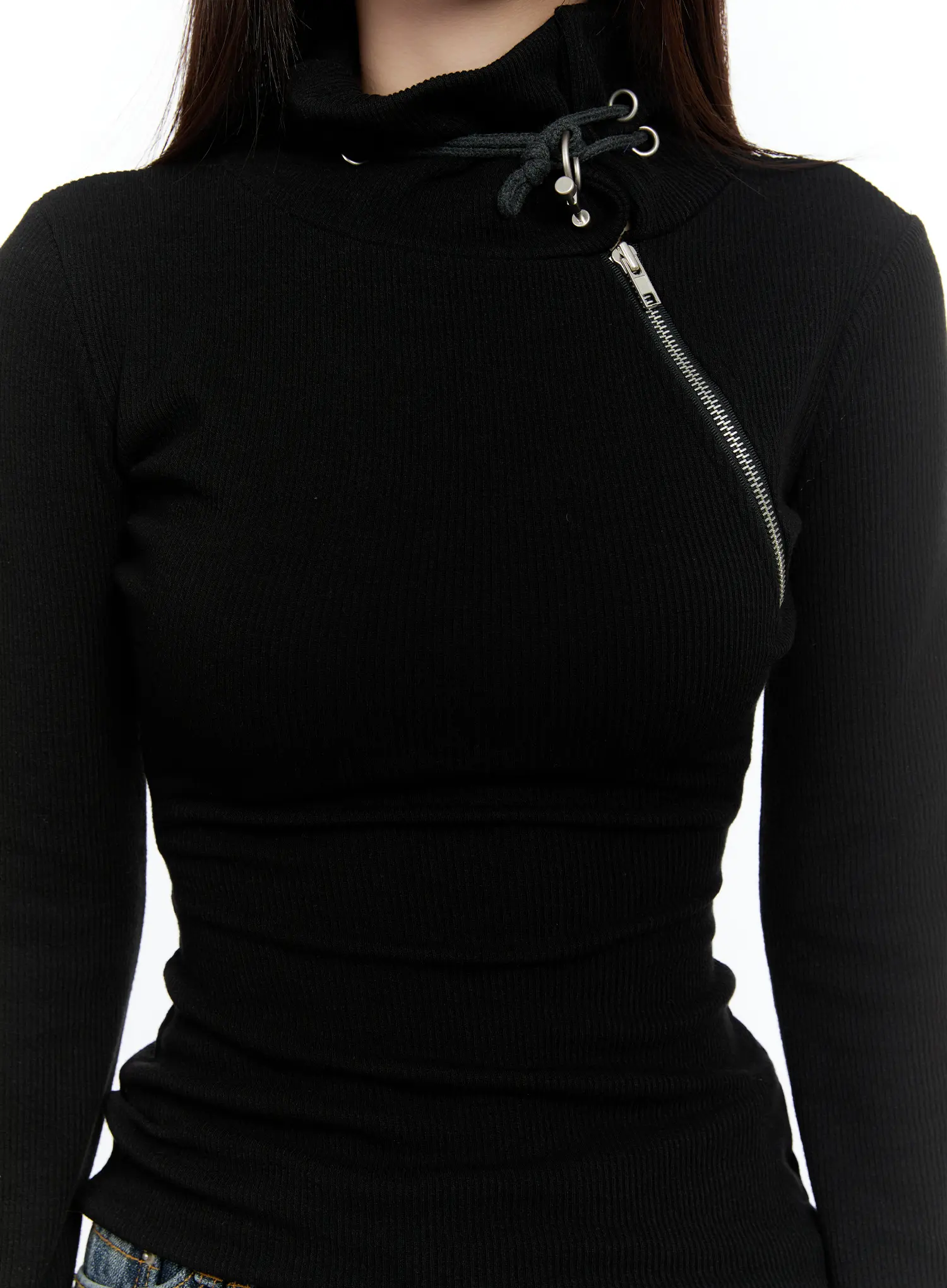 Zipper Detail Rib Knit Long Sleeve CS517 - Image 7