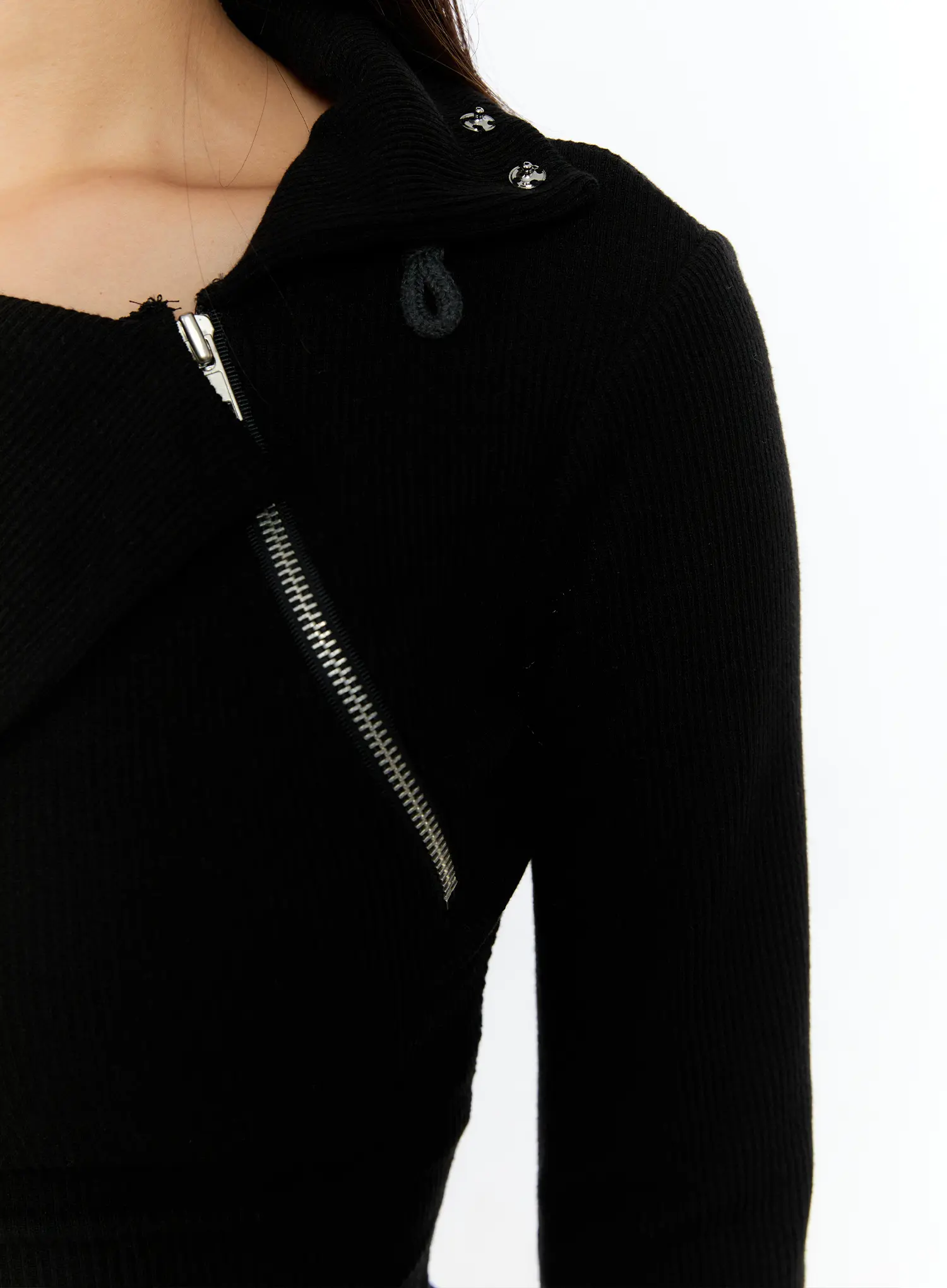 Zipper Detail Rib Knit Long Sleeve CS517 - Image 9